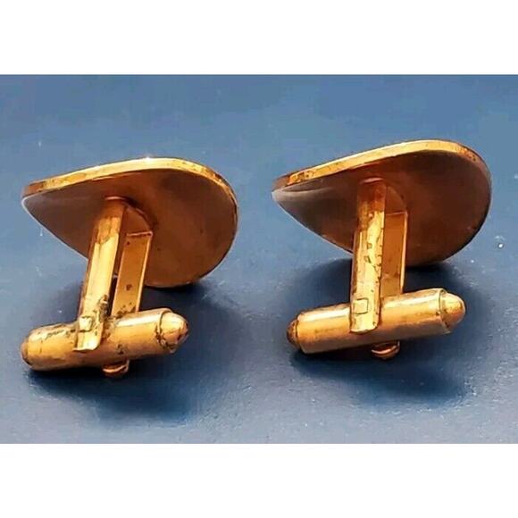 HTF Vtg Brent Gold Tone Cuff Links Lapel Tie Clip Snail Orb Details With Case - Picture 5 of 15